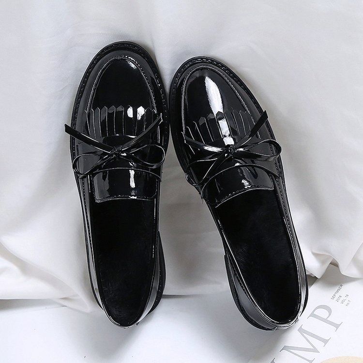 38-42Block heel shoes women's fashion spring and autumn new women's shoes bow small leather shoes large size loafers womens shoes heels ladys shoes flats shoes loafers shoes