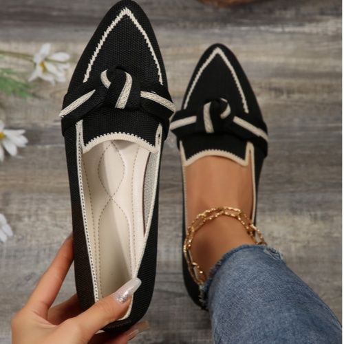 37-43Pointed-toe plus size flat single shoes women's flying weaving slip-on bow casual breathable women's shoes loafers shoes ladys shoes womens shoes flats shoes for women