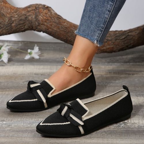 37-43Pointed-toe plus size flat single shoes women's flying weaving slip-on bow casual breathable women's shoes loafers shoes ladys shoes womens shoes flats shoes for women