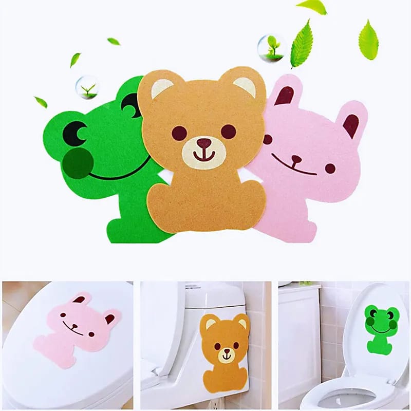 Scented toilet stickers. For decorating and deodorizing the toilet. Green, brown , pink .