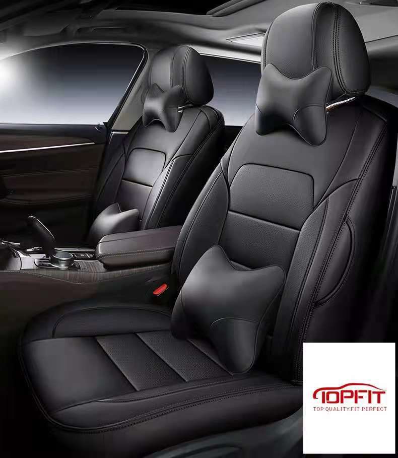 Luxury PU Leather Waterproof Car Seat Covers with Ergonomic Lumbar Support Pillows – 5-Seater, Durable & Stylish All-Weather Protection for Ultimate Comfort