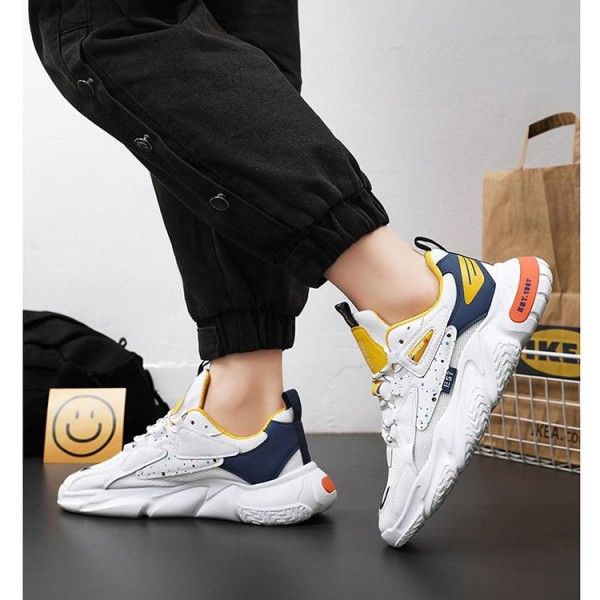 Men's Breathable Mesh Small White Shoes Platform Sports Casual Daddy Shoes  Sneakers