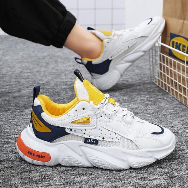 Men's Breathable Mesh Small White Shoes Platform Sports Casual Daddy Shoes  Sneakers