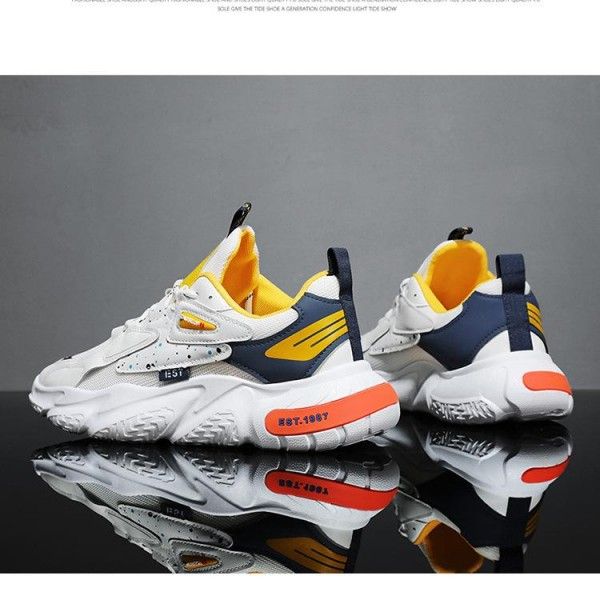 Men's Breathable Mesh Small White Shoes Platform Sports Casual Daddy Shoes  Sneakers