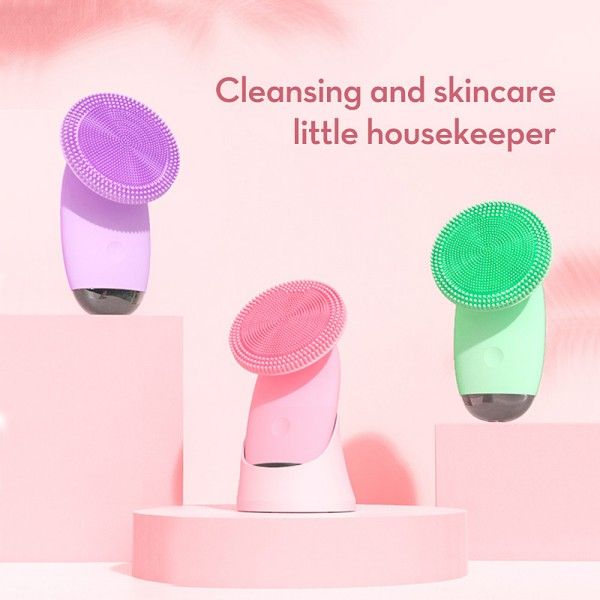 Ultrasonic Vibration Massage Electric Facial Cleanser Silicone Multi-Functional Pore Cleaning Cleanser Facial Cleansing Brushes