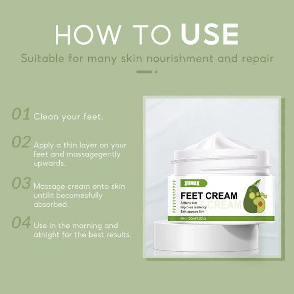 30ml All-In-One Nourishing Avocado Foot Care Cream For Men And Women  Foot Creams & Lotions