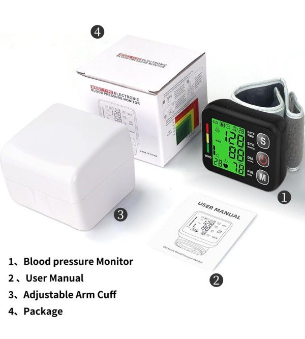 Automatic electronic intelligent manometer multifunctional English pulse detection wrist sphygmomanometer Health Tests