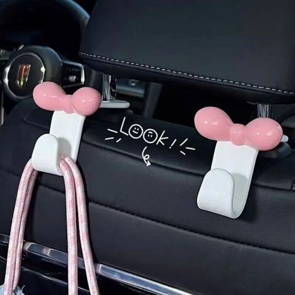 Cute Bow Dopamine Seamless Car Interior Hook Car Seat Back Hanging Seat Covers & Accessories