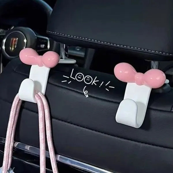 Cute Bow Dopamine Seamless Car Interior Hook Car Seat Back Hanging Seat Covers & Accessories