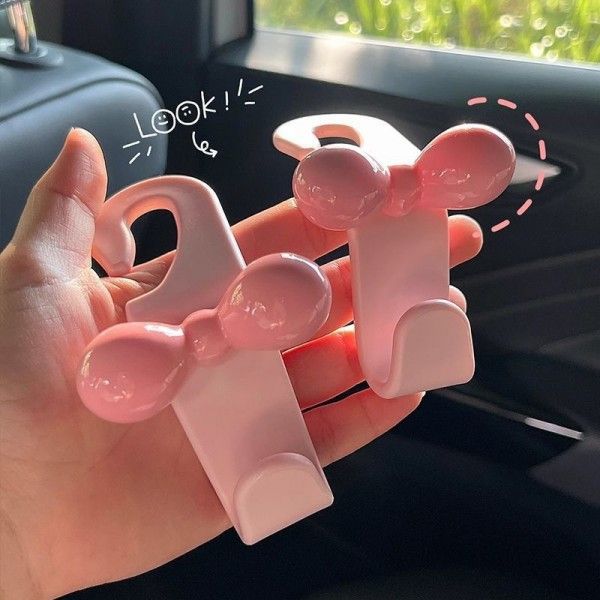 Cute Bow Dopamine Seamless Car Interior Hook Car Seat Back Hanging Seat Covers & Accessories