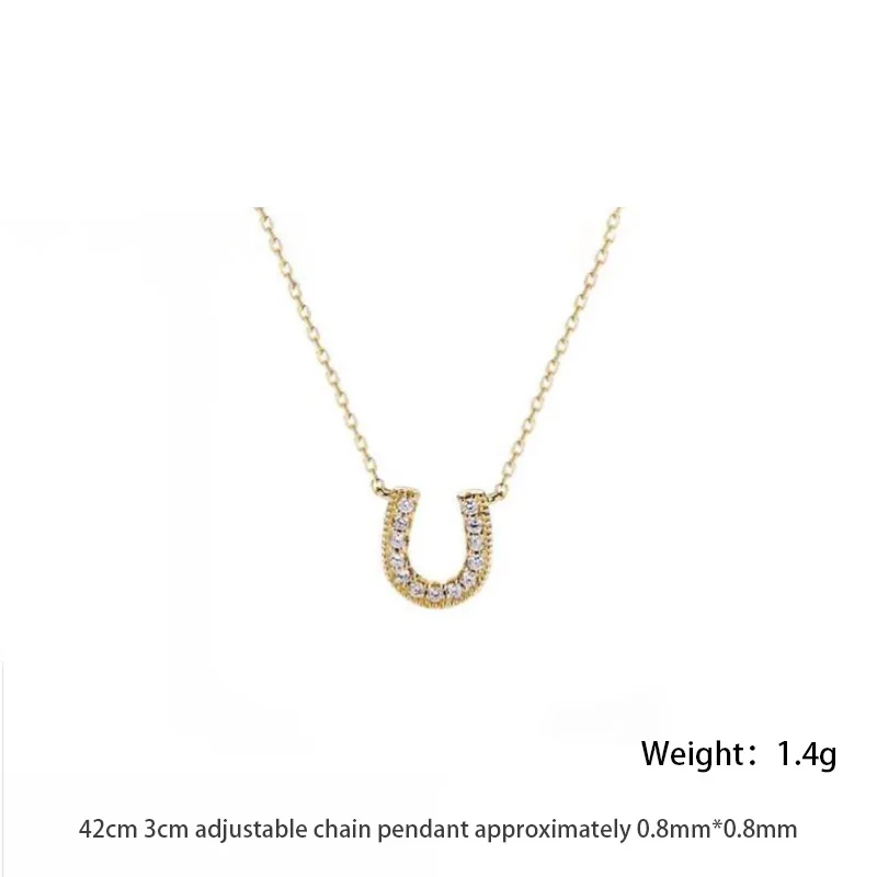WANTME 925 Sterling Silver Fashion Simple Horseshoe U-shaped Pendant Clavicle Chain Necklace for Women Classic Versatile Jewelry