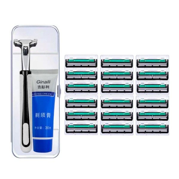 Men's Double-Layer Manual Shaver Stainless Steel Blade Old-Fashioned Razor