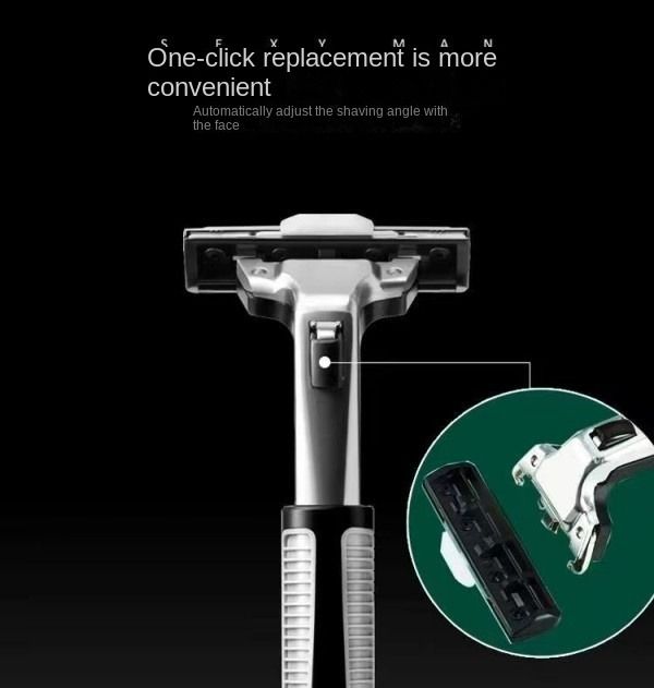 Men's Double-Layer Manual Shaver Stainless Steel Blade Old-Fashioned Razor