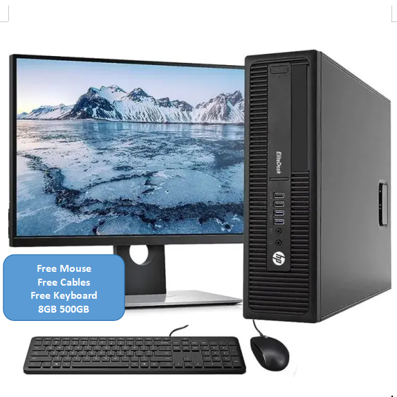 {Complete Set with 19'' monitor,mouse and keyboard } Refurbished HP Compaq 6300 Dual Core - 4th gen 8GB RAM, 500GB HDD-2.4GHz Desktop computer