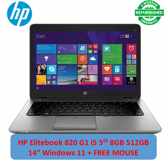 Refurbished Hp Elitebook 820 G1 Laptop - Intel Core i5 4th- 8GB Ram 512GB SSD Rom - 12.5 Inch Notebook Ultrabook Windows 11 computer