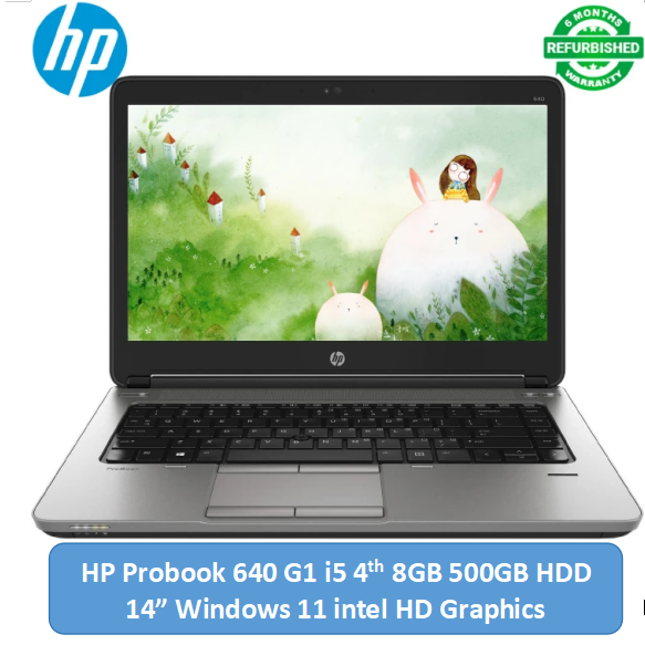 (i5+8GB+500GB+Free Mouse)Refurbished HP Probook 640 G1 Laptop Intel Core i5 8GB RAM / 500GB HDD ROM 14'' Windows 11 6 months warranty Notebook Bluetooth Webcam Laptops