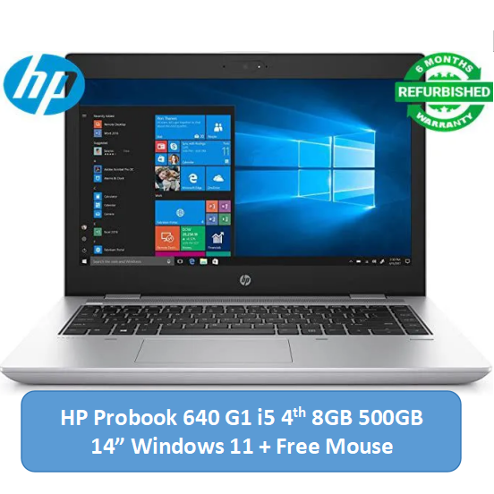 (i5+8GB+500GB+Free Mouse)Refurbished HP Probook 640 G1 Laptop Intel Core i5 8GB RAM / 500GB HDD ROM 14'' Windows 11 6 months warranty Notebook Bluetooth Webcam Laptops