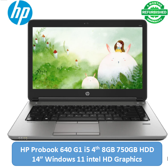(i5+8GB+500GB+Free Mouse)Refurbished HP Probook 640 G1 Laptop Intel Core i5 8GB RAM / 750GB HDD ROM 14'' Windows 11 6 months warranty Notebook Bluetooth Webcam Laptops