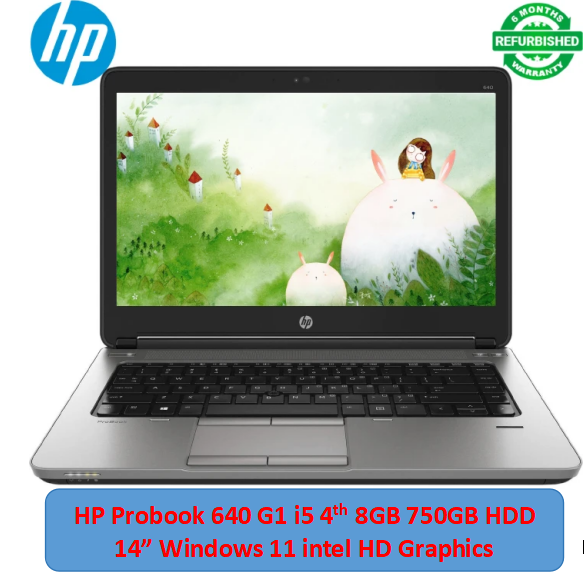 (i5+8GB+500GB+Free Mouse)Refurbished HP Probook 640 G1 Laptop Intel Core i5 8GB RAM / 750GB HDD ROM 14'' Windows 11 6 months warranty Notebook Bluetooth Webcam Laptops