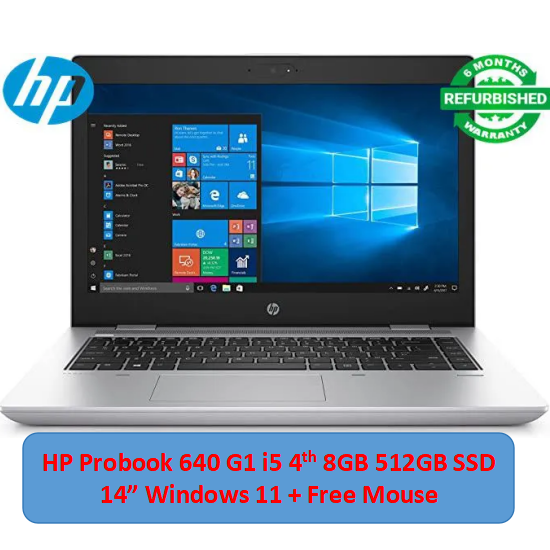 (i5+8GB+512GB SSD+Free Mouse)Refurbished HP Probook 640 G1 Laptop Intel Core i5 8GB RAM  512GB SSD ROM 14'' Windows 11 6 months warranty Notebook Bluetooth Webcam Laptops