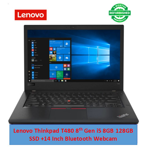 Lenovo ThinkPad T480 Intel Core i5 8th Gen 8GB RAM 128GB SSD 14" FHD Non-Touch Screen- Win10 Pro Black 14 inch