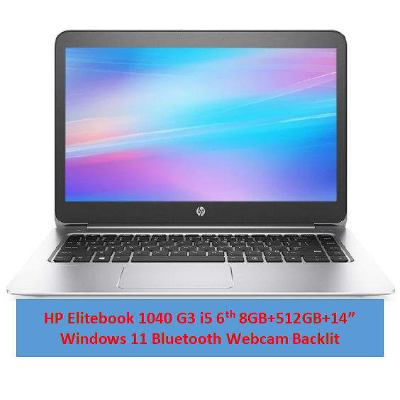 (i5+8GB+512GB+14"+Free Mouse) HP Elitebook 1040 G3 6th Intel Core i5 8GB 512GB SSD 14" FHD Display Laptop Backlit Windows 11 intel HD Graphics Bluetooth Refurbished Laptop