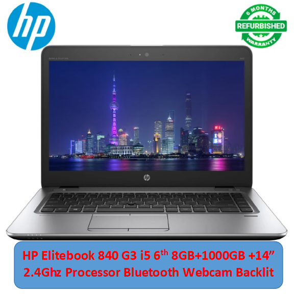 (i5+8GB+1TB+14"+Mouse) Refurbished HP Elitebook 840 G3 i5 6th 8GB 1000GB 14" FHD 2.40Ghz Processor Backlight Bluetooth Webcam Intel HD Graphics Windows 11 Laptops