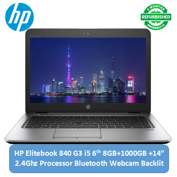 (i5+8GB+1TB+14"+Mouse) Refurbished HP Elitebook 840 G3 i5 6th 8GB 1000GB 14" FHD 2.40Ghz Processor Backlight Bluetooth Webcam Intel HD Graphics Windows 11 Laptops