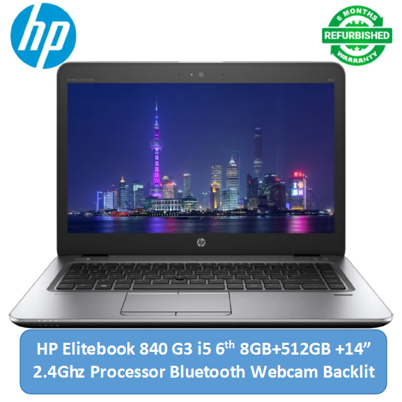 (i5+8GB+512GB+14"+Mouse) Refurbished HP Elitebook 840 G3 i5 6th 8GB 512GB SSD 14" FHD 2.40Ghz Processor Backlight Bluetooth Webcam Intel HD Graphics Windows 11 Laptops