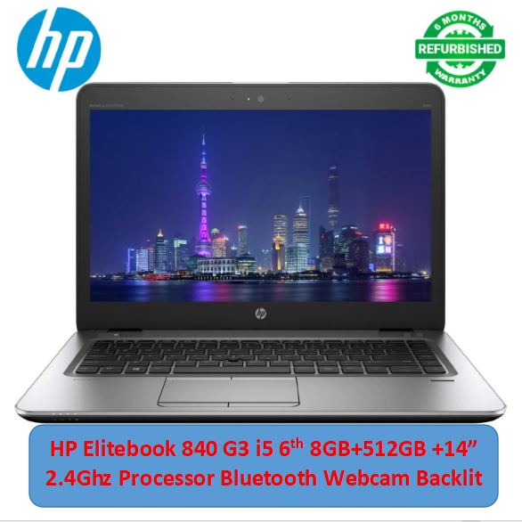 (i5+8GB+512GB+14"+Mouse) Refurbished HP Elitebook 840 G3 i5 6th 8GB 512GB SSD 14" FHD 2.40Ghz Processor Backlight Bluetooth Webcam Intel HD Graphics Windows 11 Laptops