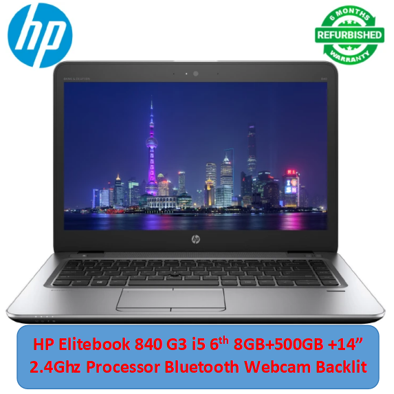 (Free Mouse i5+8gb+500gb+14''] Refurbished Hp Elitebook 840 G3 Laptop Intel Core i5 6th Gen 8GB 500GB SSD Backlit Keyboard 14" Notebook Windows 11 Office 2019