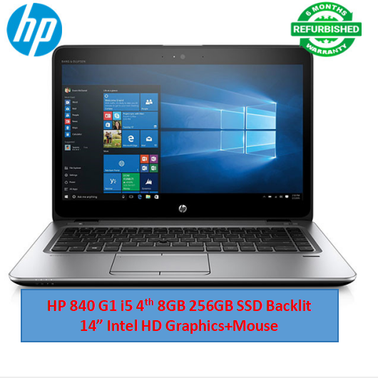 (Black Friday Offer)HP Elitebook 840 G1 4th Intel Core i5 8GB+256GB SSD 14'' Refurbished Laptop + Free Mouse