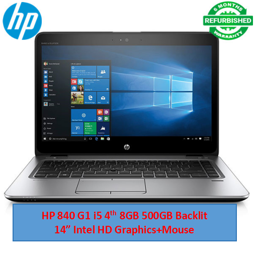 (i5+8GB+500GB+Mouse) Refurbished Hp Elitebook 840 G1 Laptop - Intel Core i5 - 8GB RAM 500GB HDD Storage - 14'' Display Windows 11 Notebook Computer , 14 inch HD Screen-Windows 11 Office