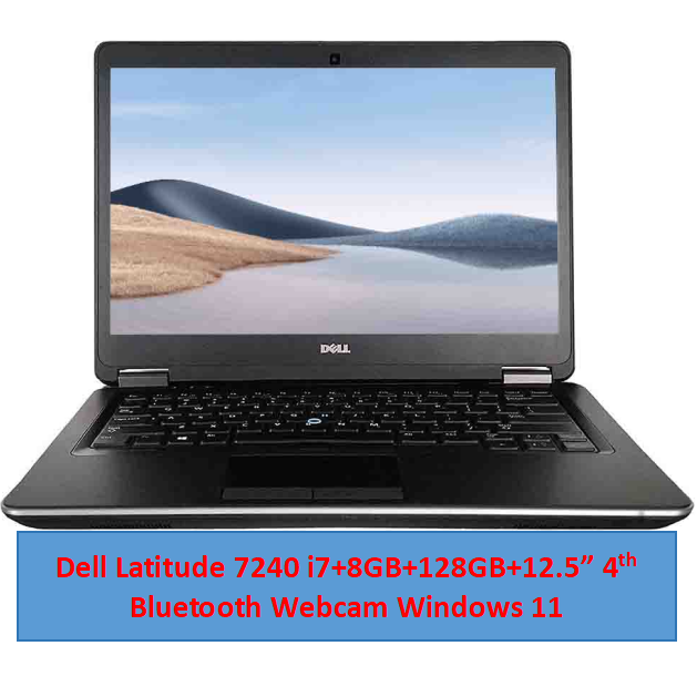 (i5+8GB+128GB)Refurbished Dell Latitude 7240 Laptop |Intel Core i5 | 8GB RAM | 128GB SSD Original Computer | Notebook | 12.5 Inch Display Bluetooth Webcam |Windows 11 | Office 2019