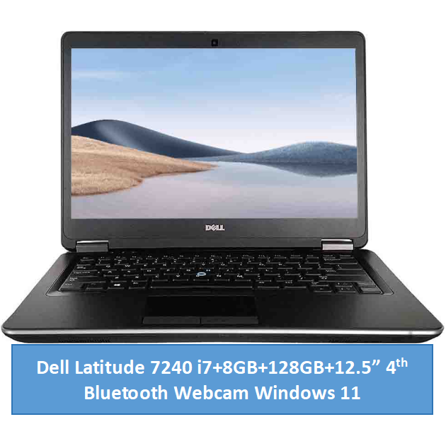 (i7+8GB+128GB)Refurbished Dell Latitude 7240 Laptop |Intel Core i7 | 8GB RAM | 128GB SSD Original Computer | Notebook | 12.5 Inch Display Bluetooth Webcam |Windows 11 | Office 2019