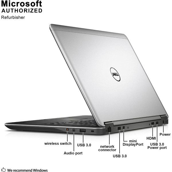 (i5+8GB+512GB)Refurbished Dell Latitude 7240 Laptop |Intel Core i5 | 8GB RAM | 512GB SSD Original Computer | Notebook | 12.5 Inch Display Bluetooth Webcam |Windows 11 | Office 2019