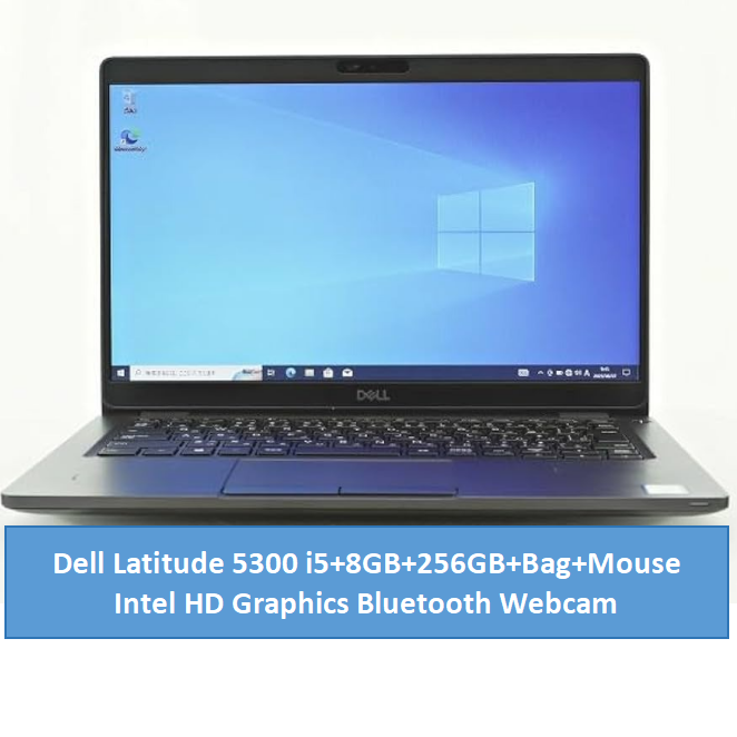 Dell Latitude 5300 Refurbished Laptop i5+8GB+256GB+Free Bag SSD 8th Gen 13.3" HD Display Bluetooth Webcam Student professional laptop