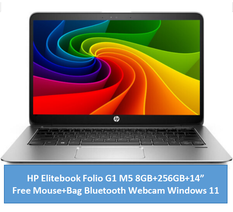 Refurbished HP Elitebook Folio G1 Laptop M5 i5+8GB+256GB+14" Windows 11 Student Notebook Laptop