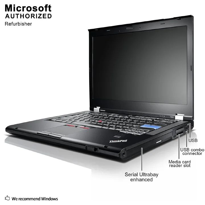 {i5+4GB+128GB SSD} Refurbished Laptop Lenovo Thinkpad T420 Core i5 4GB+128GB SSD +12.5" Windows 11 Pro Refurbished Lenovo Laptops Notebook Black 12.5 inch