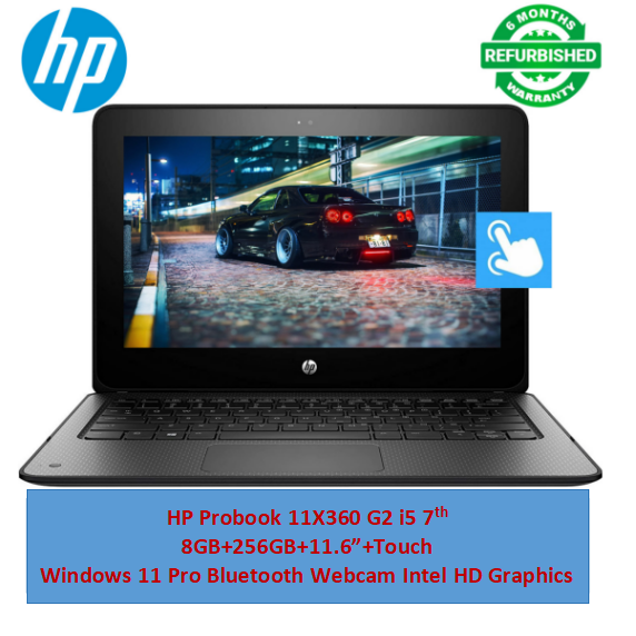 (Bag+i5+8GB+256GB+Touch) Refurbished HP Probook 11X360 G2 Touchscreen Laptopi5+8GB+256GB SSD 7th Gen Laptop Windows 11 Pro Bluetooth Webcam student Professional laptop