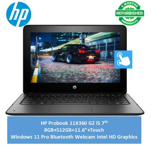 (Bag+i5+8GB+512GB+Touch) Refurbished HP Probook 11X360 G2 Touchscreen Laptopi5+8GB+512GB SSD 7th Gen Laptop Windows 11 Pro Bluetooth Webcam student Professional laptop