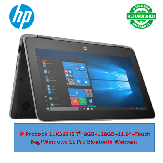 (Bag+i5+8GB+128GB+Touch) Refurbished HP Probook 11X360 G2 Touchscreen Laptopi5+8GB+128GB SSD 7th Gen Laptop Windows 11 Pro Bluetooth Webcam student Professional laptop