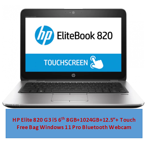Refurbished HP Elitebook 820 G3 Touchscreen Laptop i5+8GB+1024GB+12.5"  6th Gen Windows 11 Pro Notebook Slim Sleek Student Professional Laptop