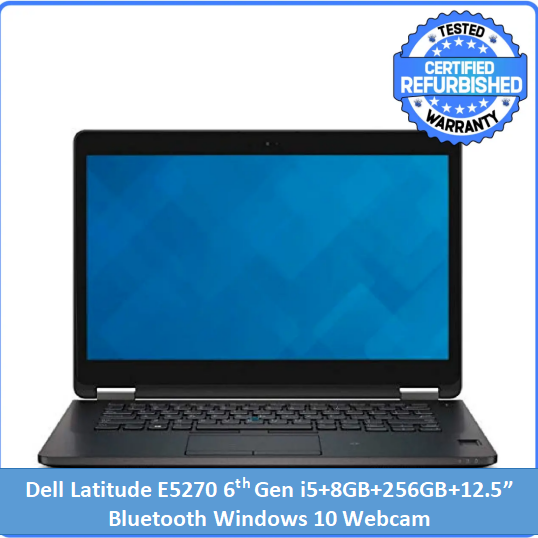 Refurbished Dell Latitude E5270 Laptop i5+8GB+256GB+12.5"  Business Laptop Computer, Intel Dual-Core i5-6300U up to 3.0GHz, 8GB RAM, 256GB SSD, Bluetooth  USB 3.0, HDMI, Windows 10 Professional