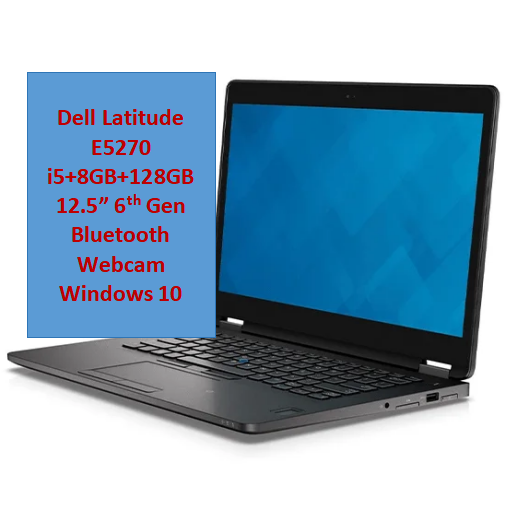 Refurbished Dell Latitude E5270 Laptop i5+8GB+128GB+12.5"  Business Laptop Computer, Intel Dual-Core i5-6300U up to 3.0GHz, 8GB RAM, 128GB SSD, Bluetooth  USB 3.0, HDMI, Windows 10 Professional