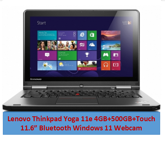 (4GB+500GB)Refurbished Lenovo Thinkpad Yoga 11e 4GB+500GB+11.6" Touchscreen Laptop Intel Celeron Bluetooth Webcam Windows 11 student professional Laptop