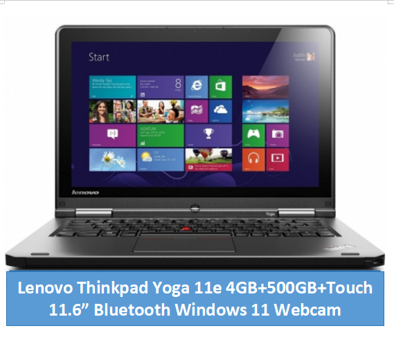 (4GB+500GB)Refurbished Lenovo Thinkpad Yoga 11e 4GB+500GB+11.6" Touchscreen Laptop Intel Celeron Bluetooth Webcam Windows 11 student professional Laptop