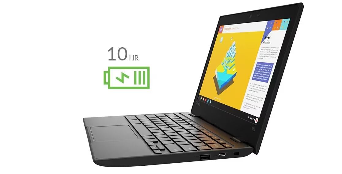 Lenovo 100e Chromebook 4GB 32GB eMMC SD Flash Memory Up to 256GB with SD Card 11.6 Inch Chromebook HD - Intel N-Series N100-4 With Chrome OS English Keyboard Student Laptop