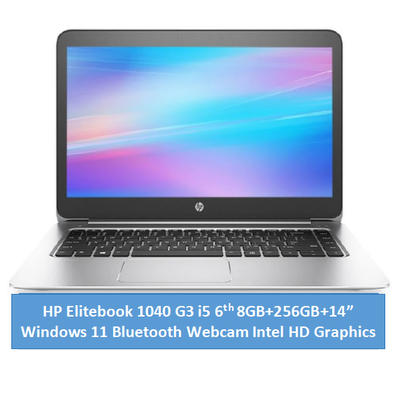 (i5+8GB+256GB+14"+Free Mouse) HP Elitebook 1040 G3 6th Intel Core i5 8GB 256GB SSD 14" FHD Display Laptop Backlit Windows 11 intel HD Graphics Bluetooth Refurbished Laptop
