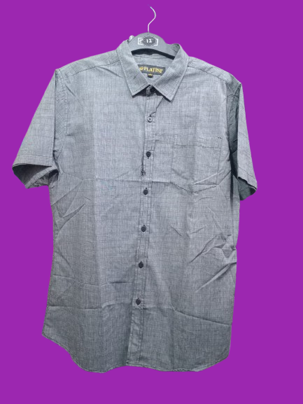 Men's Grey Cotton Shirts (Short Sleeves)- CLEARANCE SALE! Classic Fit. Sizes Available: S, M, L,XL. Men's Shirts.
